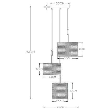 Lucide 45459/03/30 - Luster na lanku BASKETT 3xE27/40W/230V