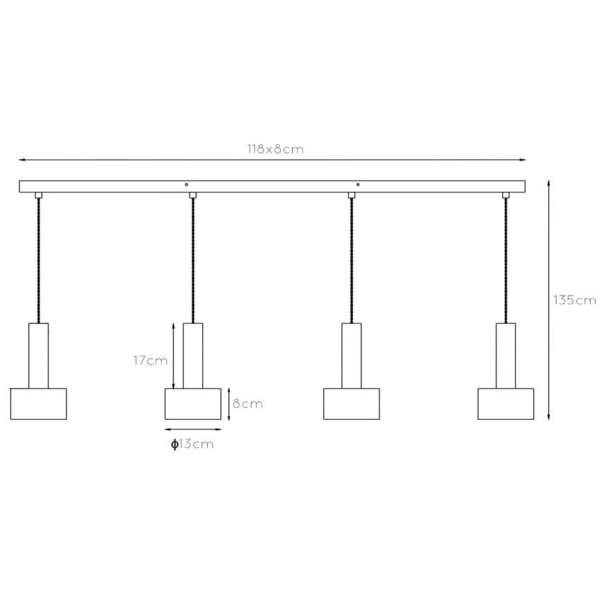Lucide 45471/04/30 - Luster na lanku TEUN 4xE27/40W/230V