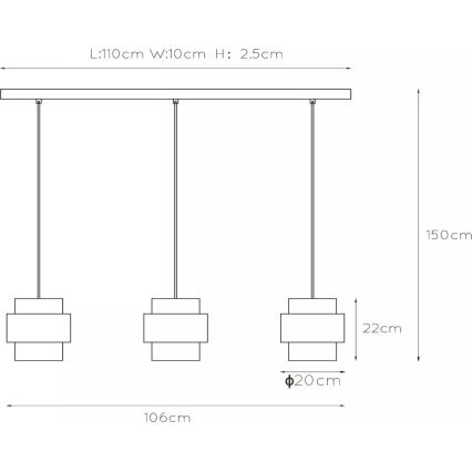 Lucide 45497/03/02 - Luster na lanku FIRMIN 3xE27/40W/230V zlatá