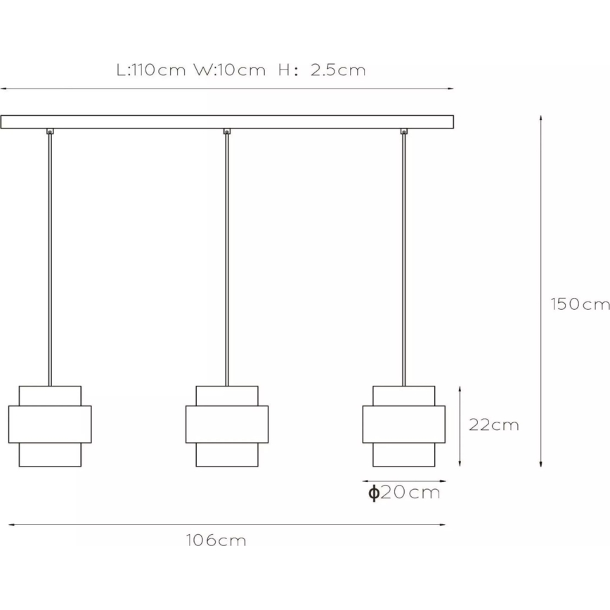 Lucide 45497/03/02 - Luster na lanku FIRMIN 3xE27/40W/230V zlatá