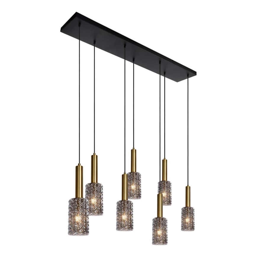 Lucide 45498/07/02 - Luster na lanku CORALIE 7xE27/40W/230V čierna/mosadz