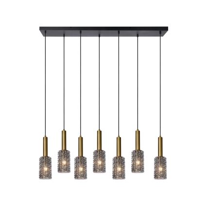 Lucide 45498/07/02 - Luster na lanku CORALIE 7xE27/40W/230V čierna/mosadz