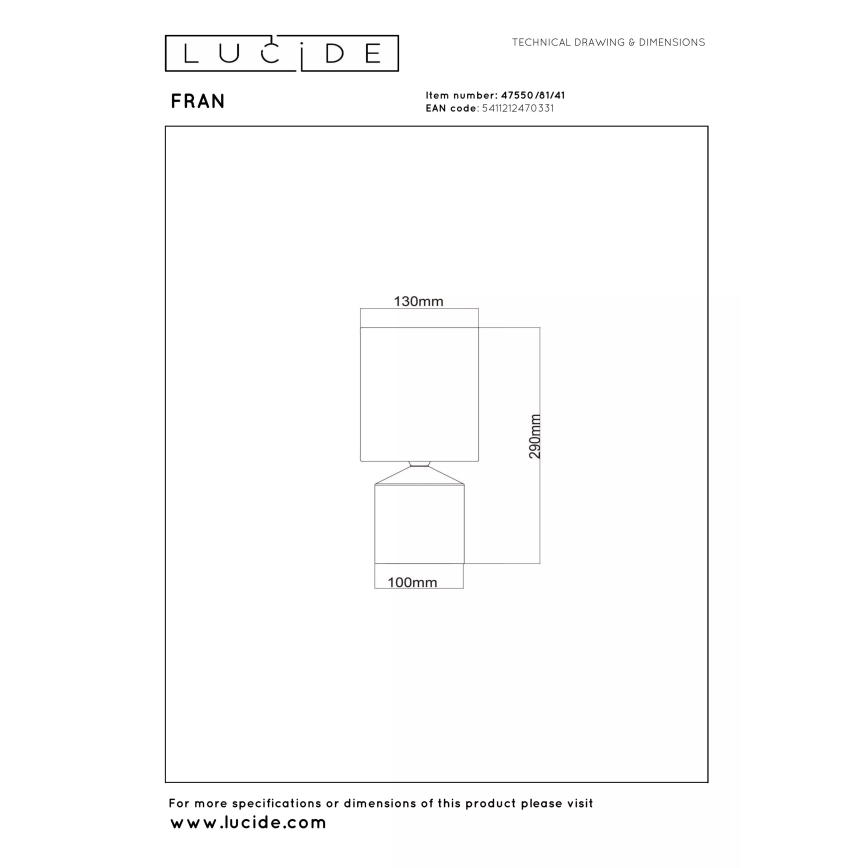 Lucide 47550/81/41 - Stolná lampa FRAN 1xE14/40W/230V hnedá