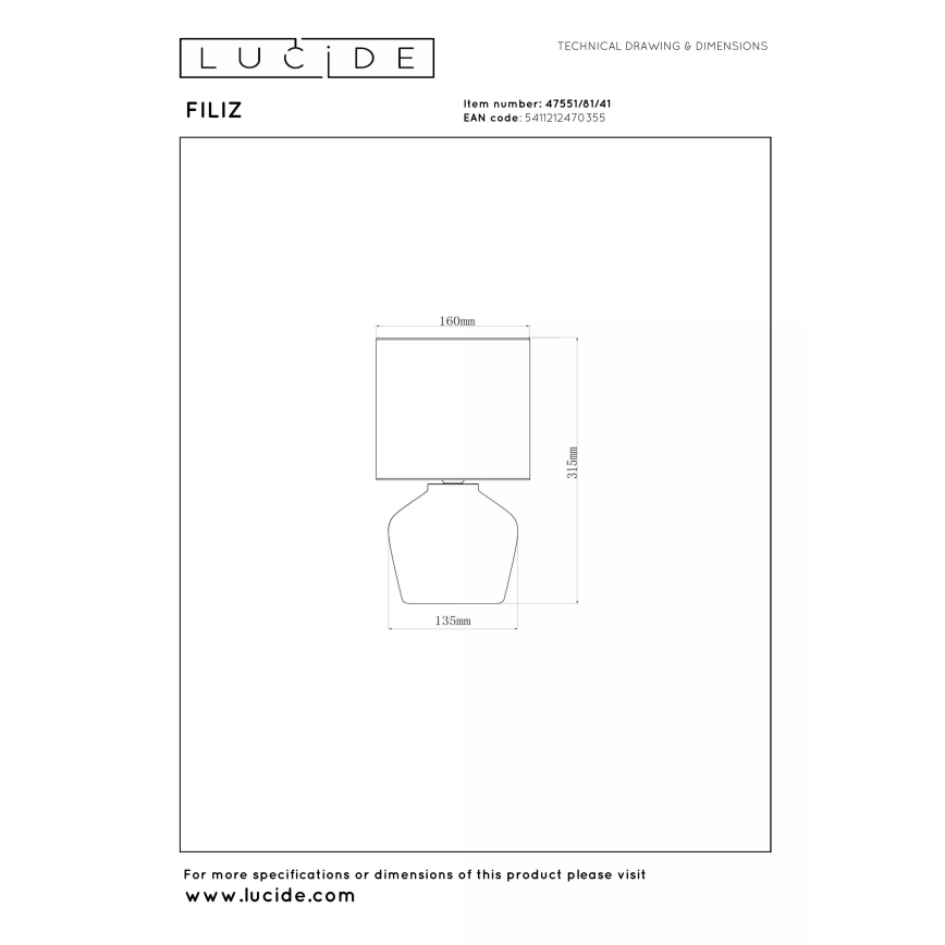Lucide 47551/81/41 - Stolná lampa FILIZ 1xE14/40W/230V hnedá