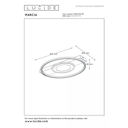 Lucide 53100/30/30 - LED stmievateľné stropné svietidlo MARCIA LED/32W/230V 2700K 40x42 cm