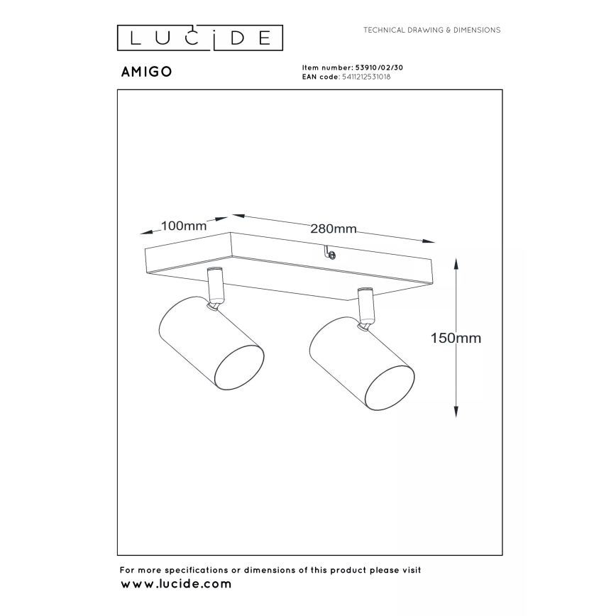 Lucide 53910/02/30 - Bodové svietidlo AMIGO 2xGU10/40W/230V čierna