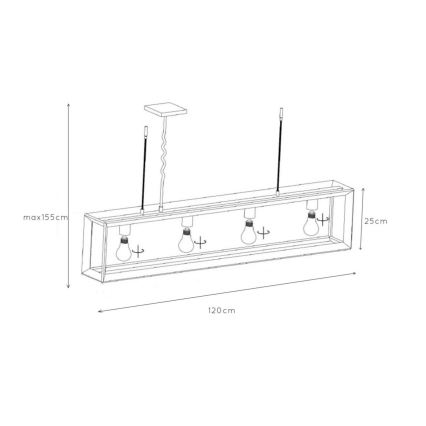 Lucide 73402/04/15 - Luster na lanku THOR 4xE27/60W/230V