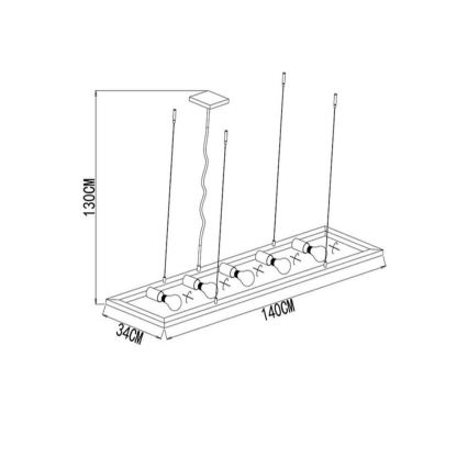 Lucide 73403/05/18 - Luster na lanku THOR 5xE27/60W/230V