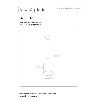 Lucide 74405/01/62 - Luster na lanku TOLEDO 1xE27/40W/230V