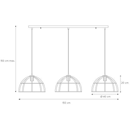 Lucide 76464/03/30 - Luster na lanku DIKRA 3xE27/60W/230V