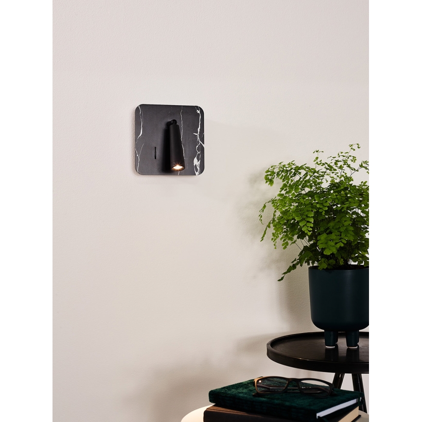 Lucide 77282/03/30 - LED Nástenné bodové svietidlo OREGON LED/4W/230V USB čierna