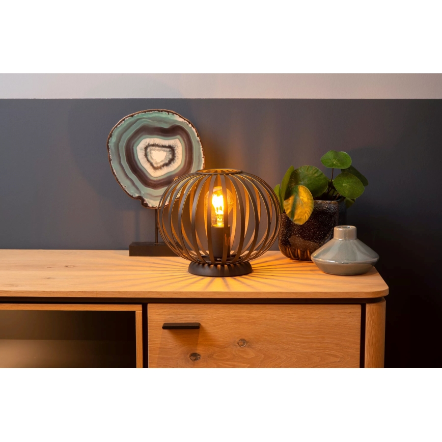 Lucide 78574/25/30 - Stolná lampa MANUELA 1xE27/40W/230V pr. 25,5 cm čierna