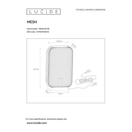 Lucide 78592/01/30 - Stolná lampa MESH 1xE27/60W/230V čierna