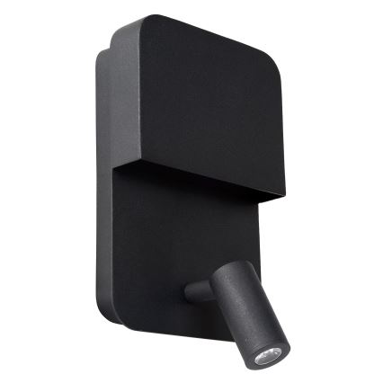 Lucide 79200/08/30 - LED Nástenné svietidlo BOXER LED/5W/230V + LED/5W USB čierna