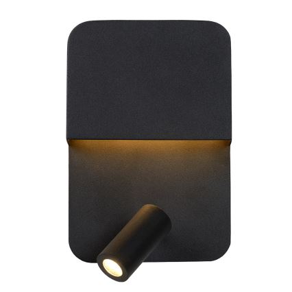 Lucide 79200/08/30 - LED Nástenné svietidlo BOXER LED/5W/230V + LED/5W USB čierna