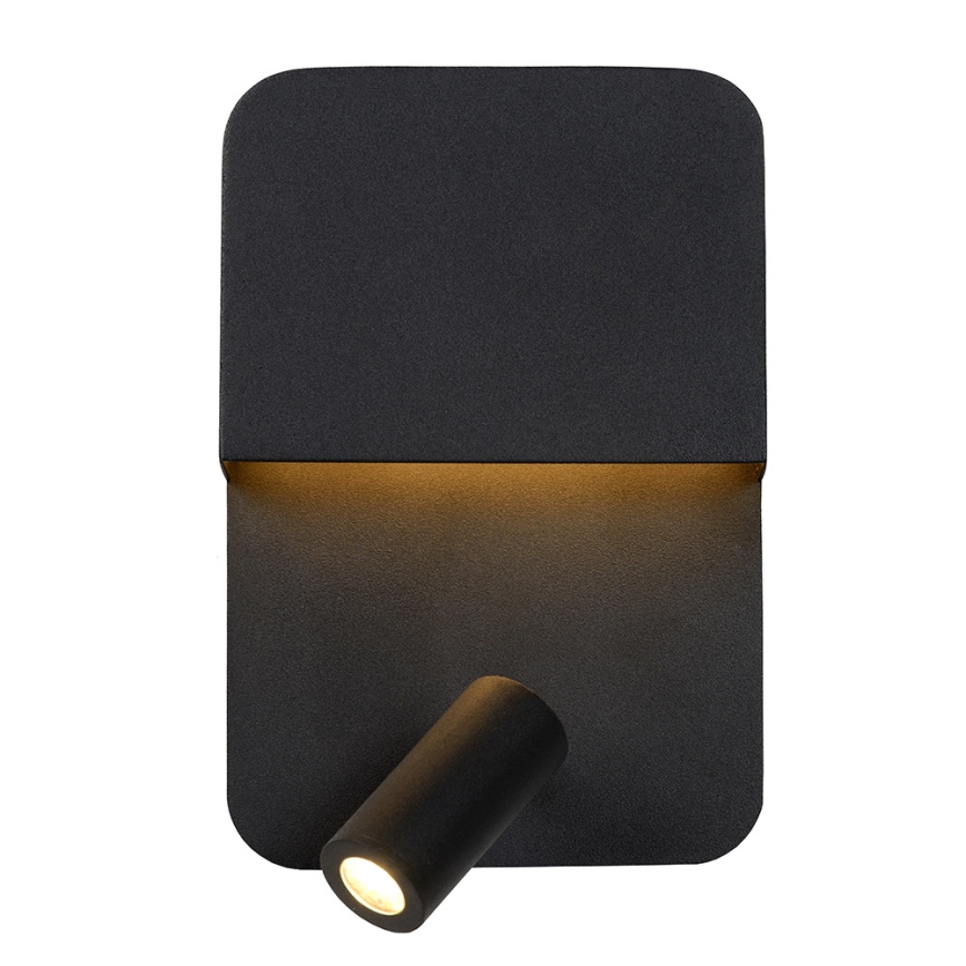 Lucide 79200/08/30 - LED Nástenné svietidlo BOXER LED/5W/230V + LED/5W USB čierna