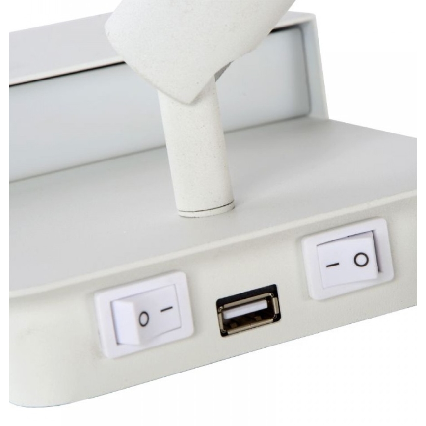 Lucide 79200/08/31 - LED Nástenné svietidlo BOXER LED/5W/230V + LED/5W USB biela