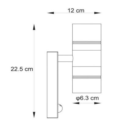 Lucide 14866/10/12 - LED Vonkajšie svietidlo so senzorom ARNE-LED 2xGU10/5W/230V IP44