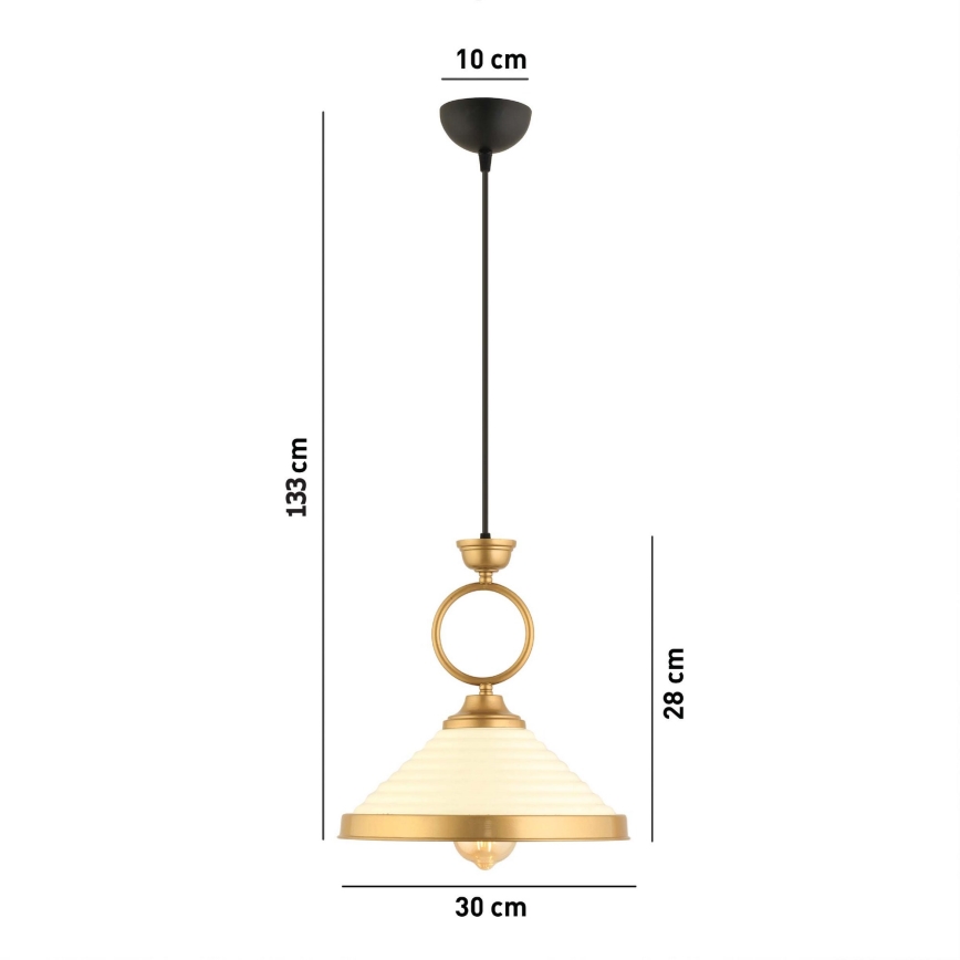 Lustar na lanku MONZA 1xE27/40W/230V pr. 30 cm krémová/bronzová