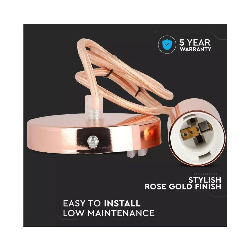 Luster na lanku 1xE27/60W/230V rosegold