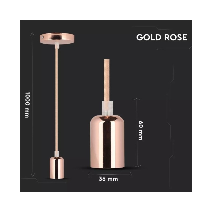 Luster na lanku 1xE27/60W/230V rosegold