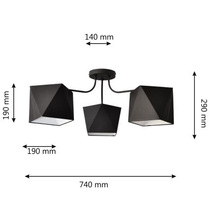 Luster ADAMANT 3xE27/15W/230V čierna