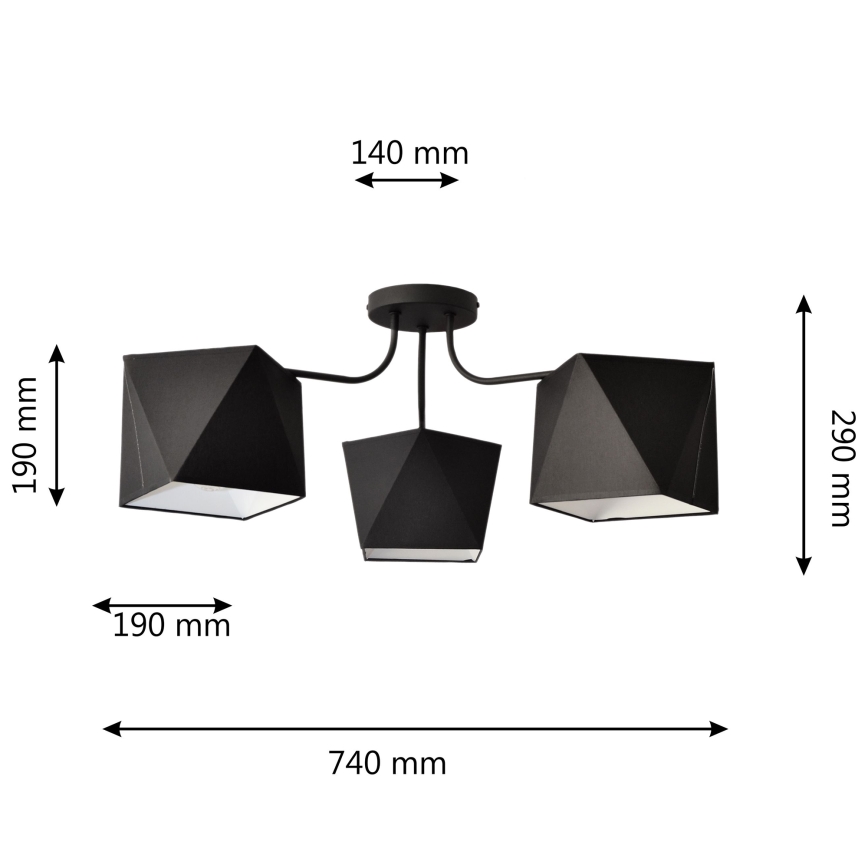 Luster ADAMANT 3xE27/15W/230V čierna
