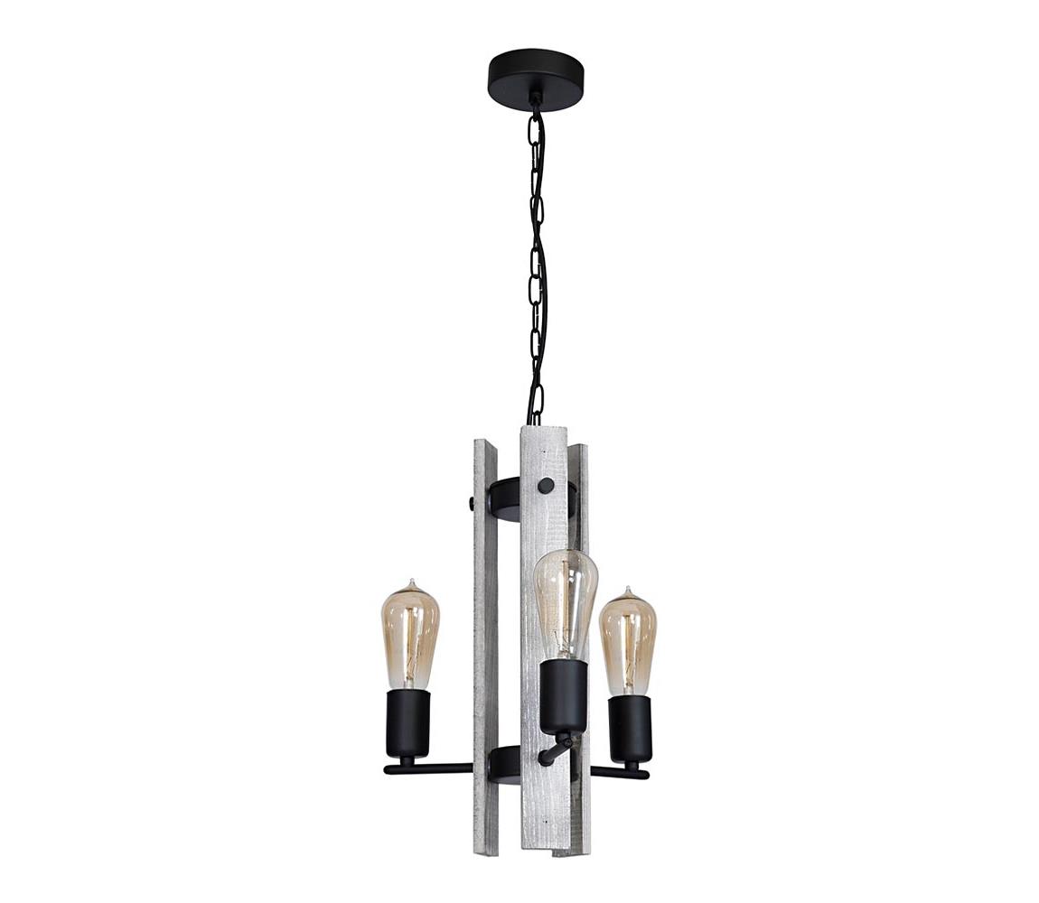 Luster GERA 3xE27/60W/230V čierna