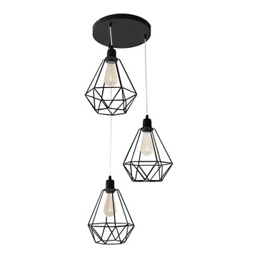 Luster KARO 3xE27/15W/230V čierna