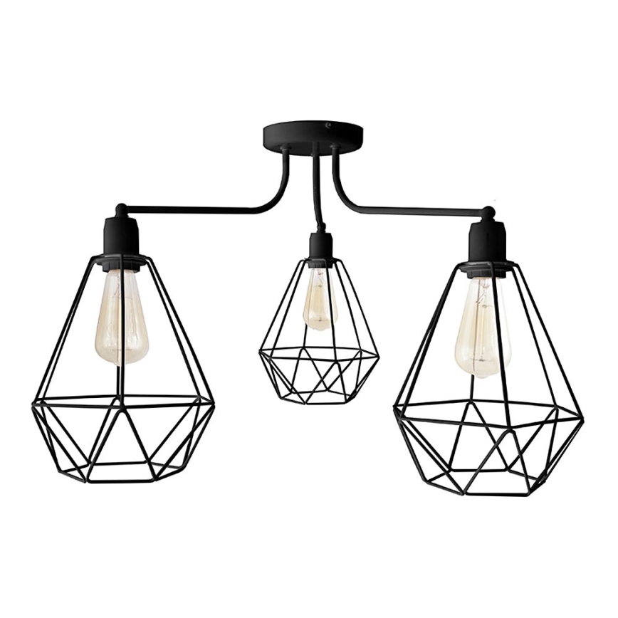 Luster KARO 3xE27/15W/230V čierna