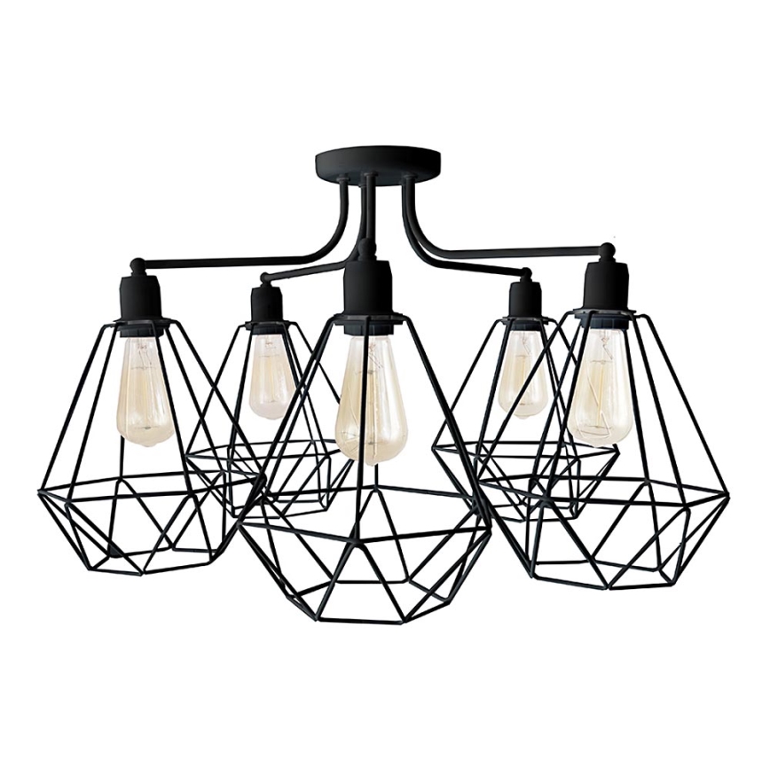Luster KARO 5xE27/15W/230V čierna