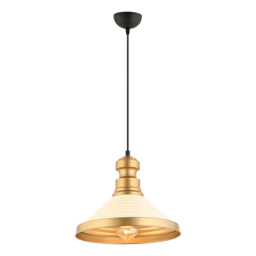 Luster MONZA 1xE27/40W/230V pr. 30 cm krémová/zlatá