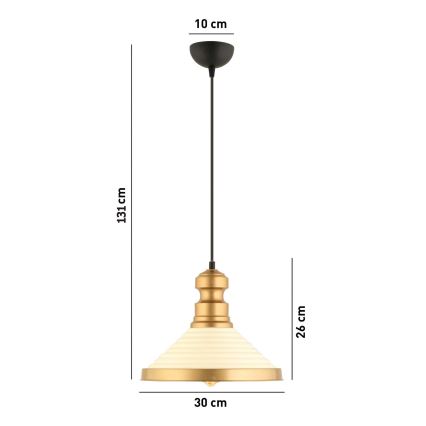 Luster MONZA 1xE27/40W/230V pr. 30 cm krémová/zlatá