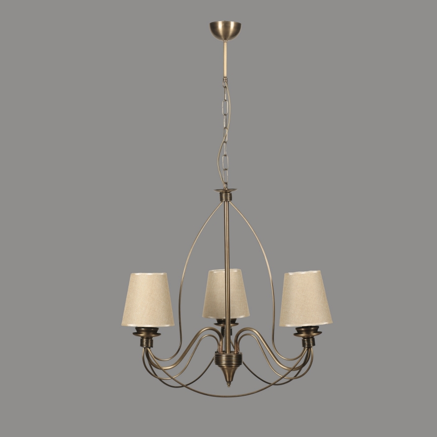 Luster na lančičku CLASSIC 3xE14/40W/230V bronzová/bežová