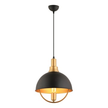 Luster na lančuku MONZA 1xE27/40W/230V pr. 30 cm čierna/zlatá