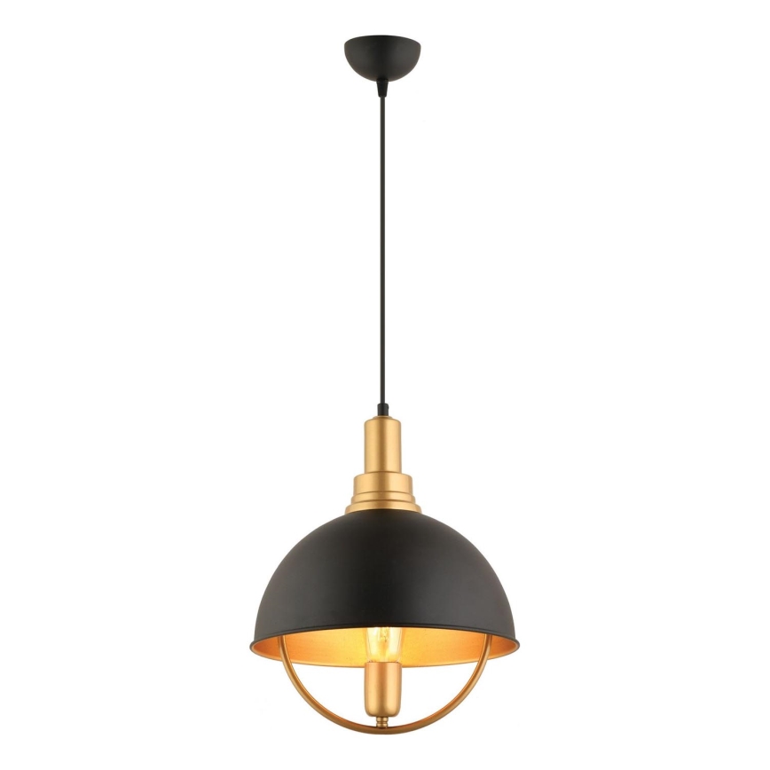 Luster na lančuku MONZA 1xE27/40W/230V pr. 30 cm čierna/zlatá