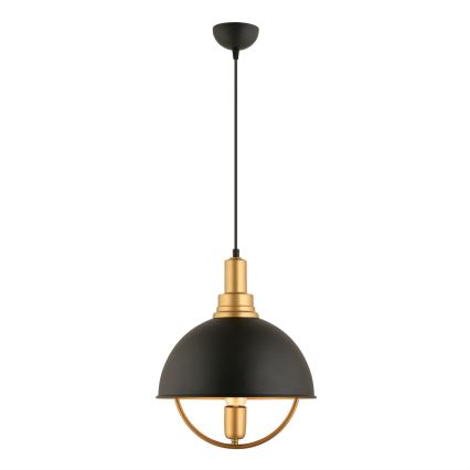 Luster na lančuku MONZA 1xE27/40W/230V pr. 30 cm čierna/zlatá