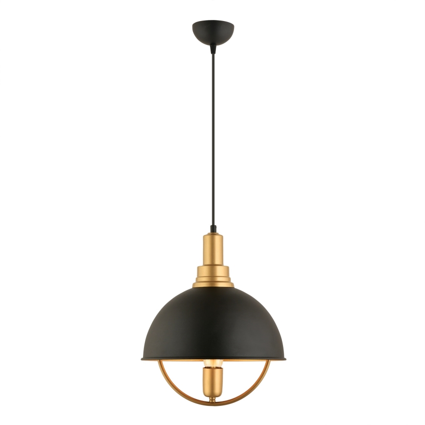 Luster na lančuku MONZA 1xE27/40W/230V pr. 30 cm čierna/zlatá
