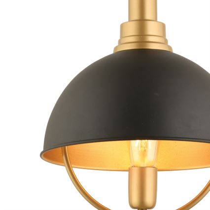 Luster na lančuku MONZA 1xE27/40W/230V pr. 30 cm čierna/zlatá