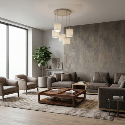 Luster na lane ARDEN 5xE27/15W/230V, priemer 44 cm, béžový