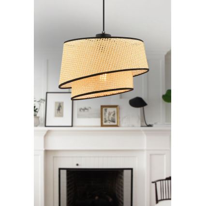 Luster na laně BARETTE 1xE27/60W/230V béžový/černý