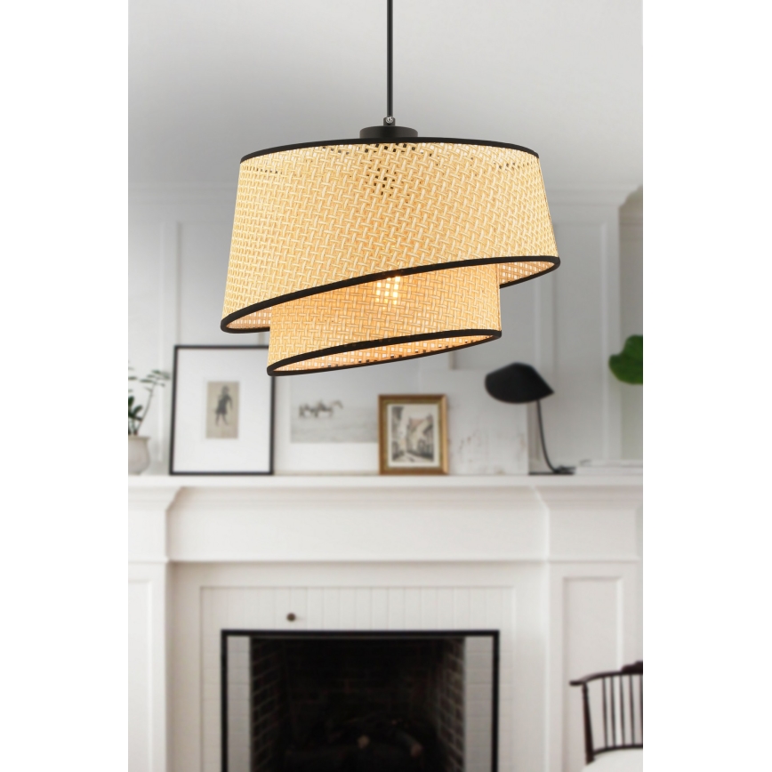 Luster na laně BARETTE 1xE27/60W/230V béžový/černý