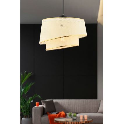Luster na lane BARETTE 1xE27/60W/230V krémový/zlatý