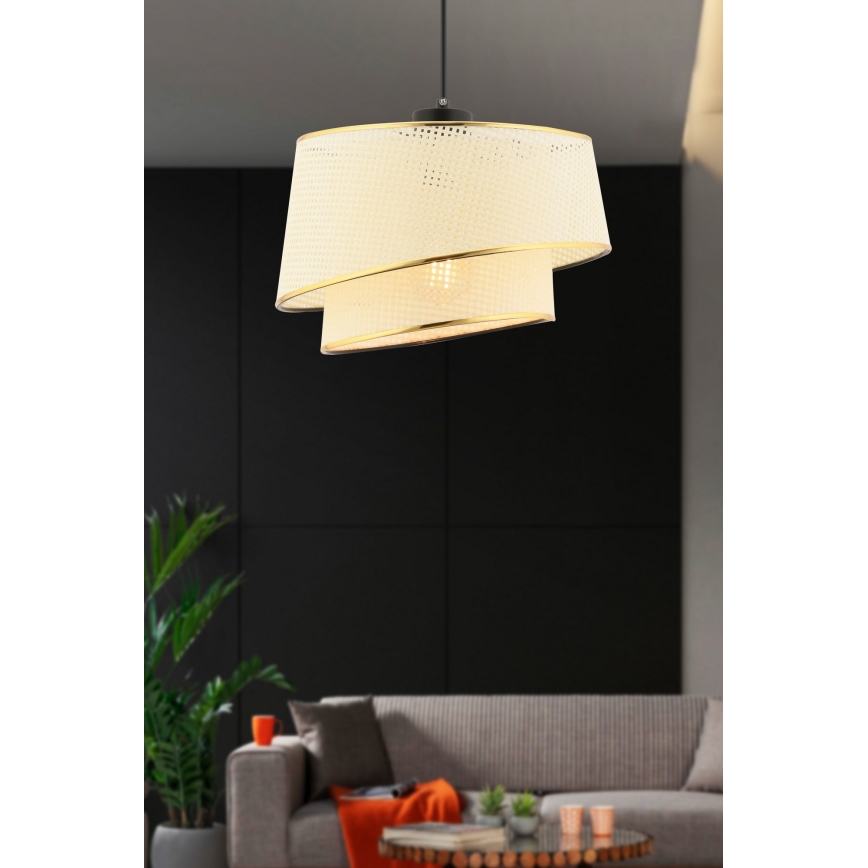 Luster na lane BARETTE 1xE27/60W/230V krémový/zlatý