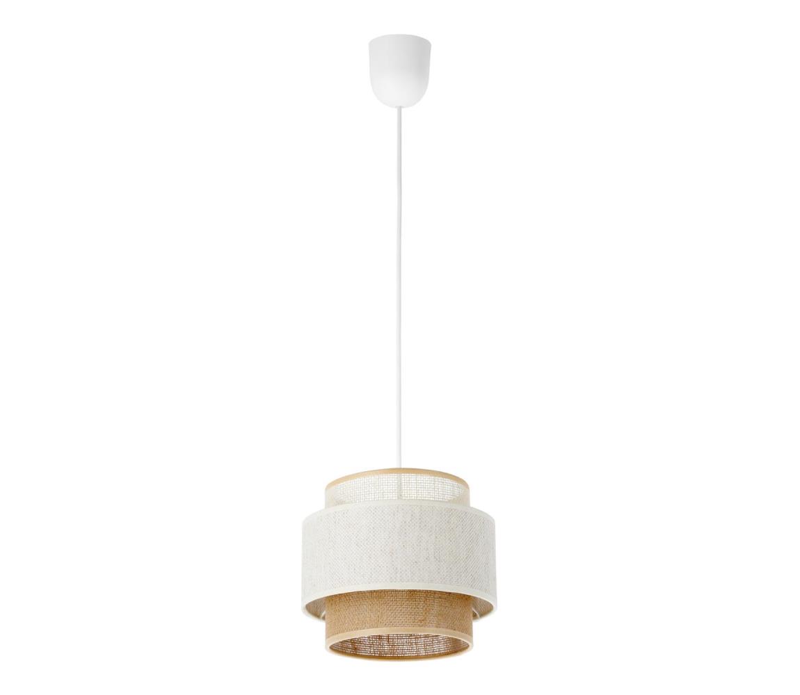 Luster na lane BOHO 1xE27/60W/230V, priemer 20 cm, biela/juta H0179