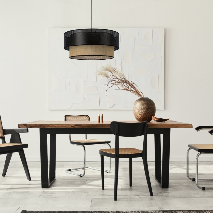 Luster na lane BORHO 1xE27/60W/230V čierna/juta