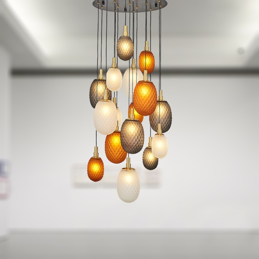 Luster na lane CACTUS 16xG9/5W/230V medená/sivá/biela