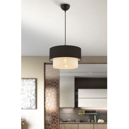 Luster na lane ECHO 1xE27/60W/230V čierna/krémová