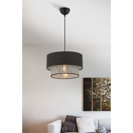 Luster na lane ECHO 1xE27/60W/230V čierna/šedá