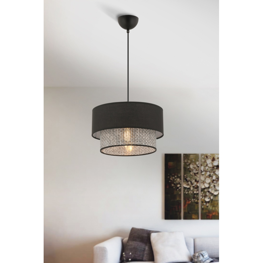 Luster na lane ECHO 1xE27/60W/230V čierna/šedá